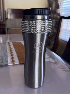 Mercedes Benz Black Tumbler with Crystals Tumbler Mug Cup with Lid